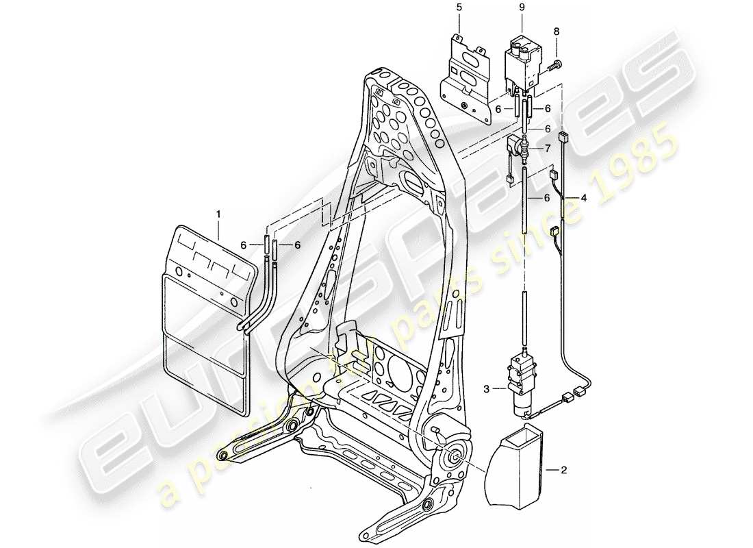 porsche 2001 (986 boxster) supporto lombare schema delle parti