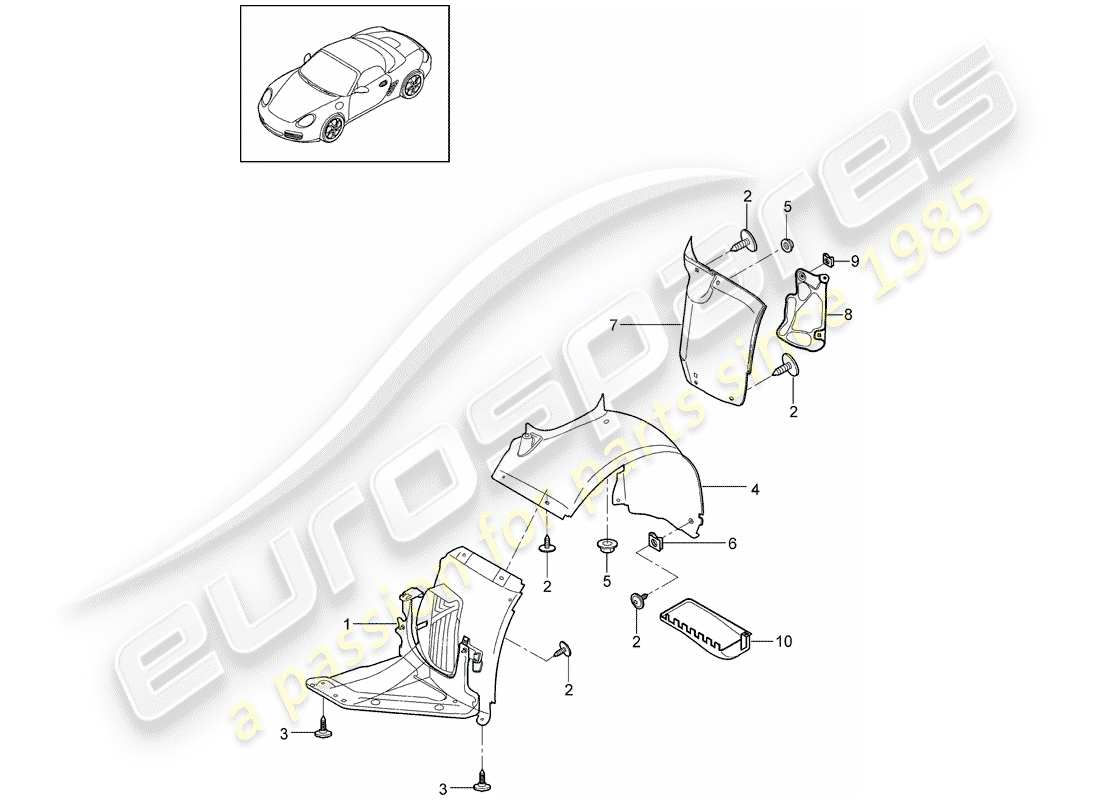 porsche 2009 (987 boxster) diagramma delle parti trims
