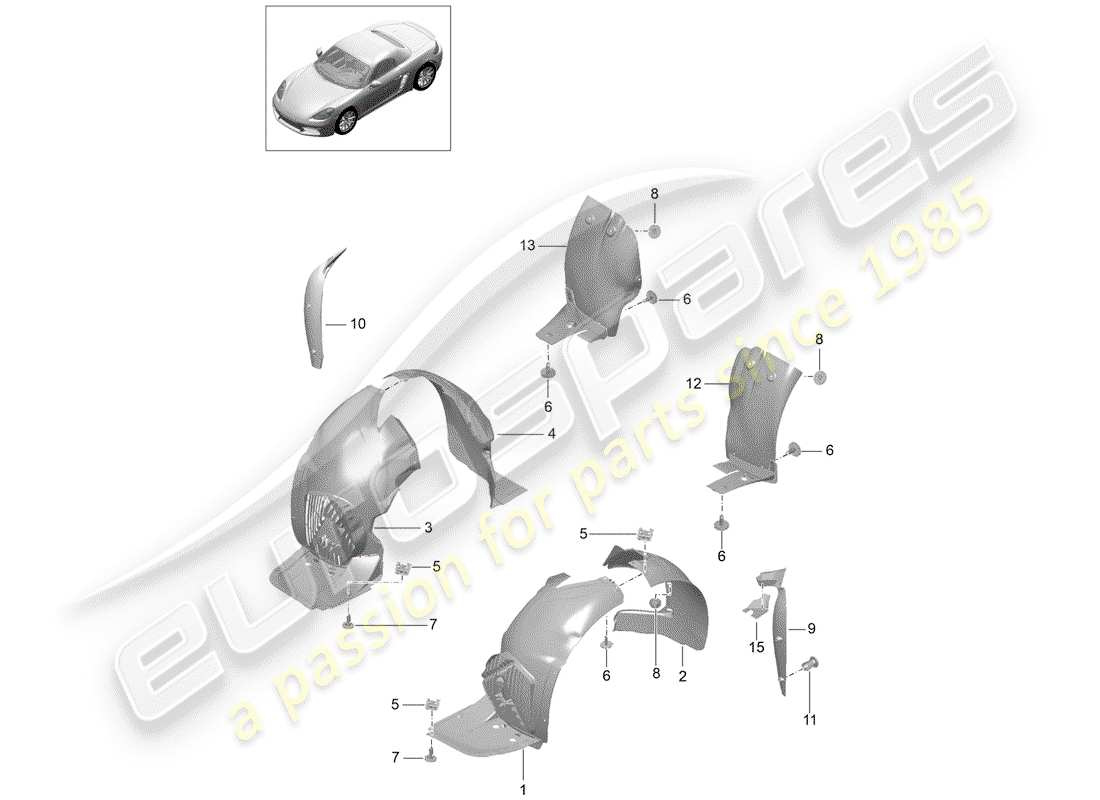 porsche 2020 (718 boxster) finiture diagramma delle parti