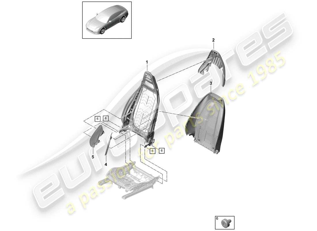 porsche 2017 (panamera 971-1) schienale diagramma delle parti