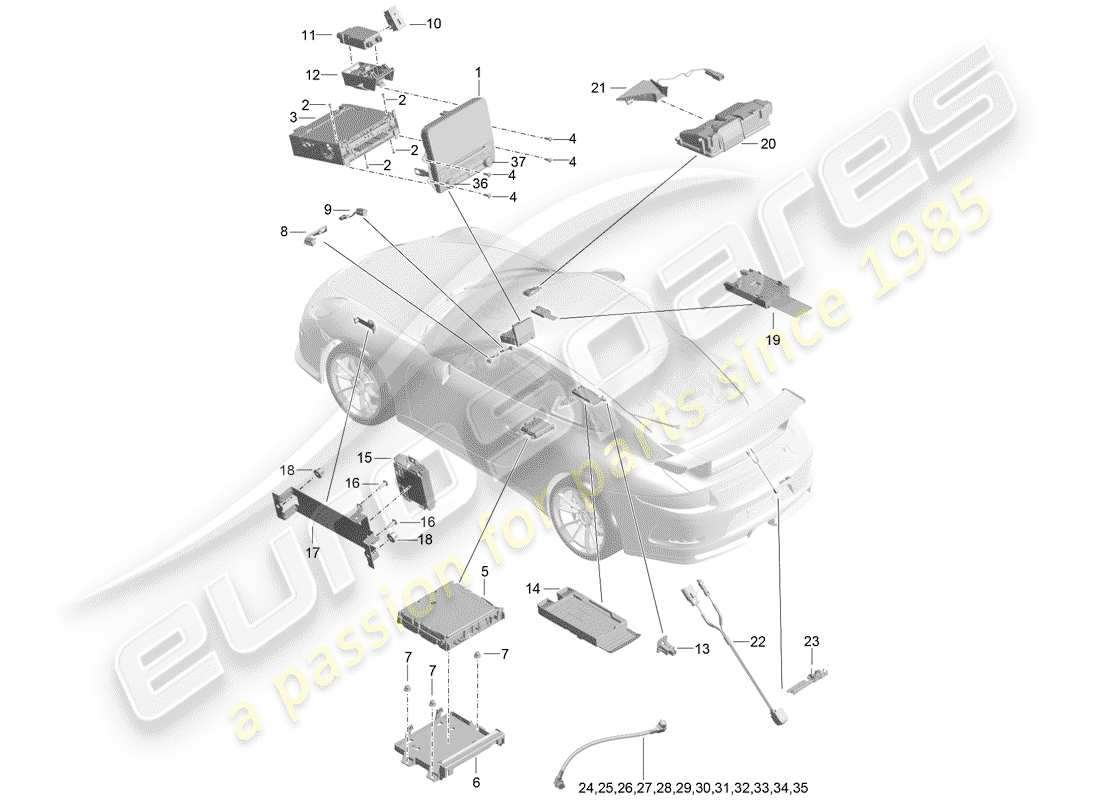 porsche 2014 (991-1 r/gt3/rs) schermo diagramma delle parti
