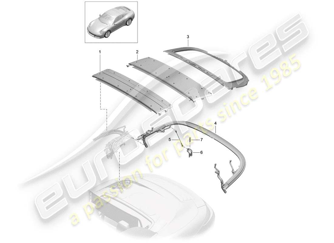 porsche 2020 (991-2) telaio superiore diagramma delle parti