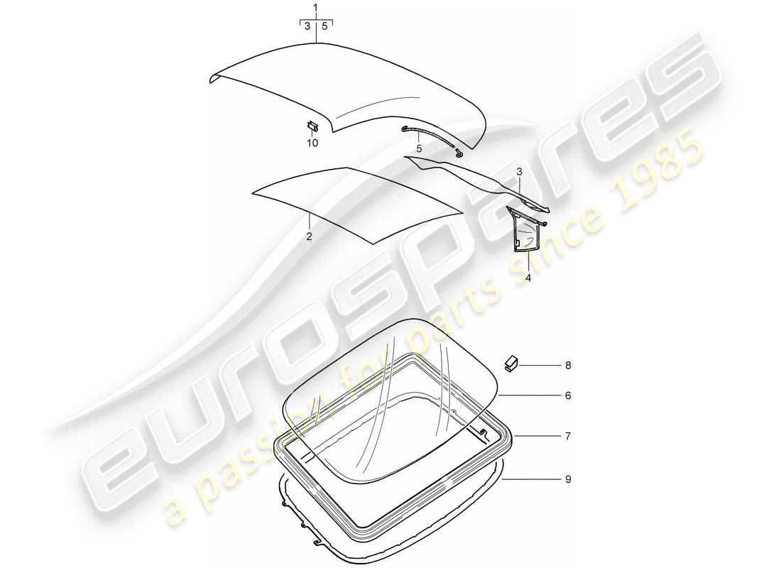 porsche 2007 (997-1) copertura della capote diagramma delle parti