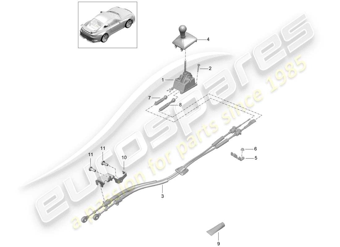 porsche 2016 (991-1 r/gt3/rs) leva del cambio diagramma delle parti