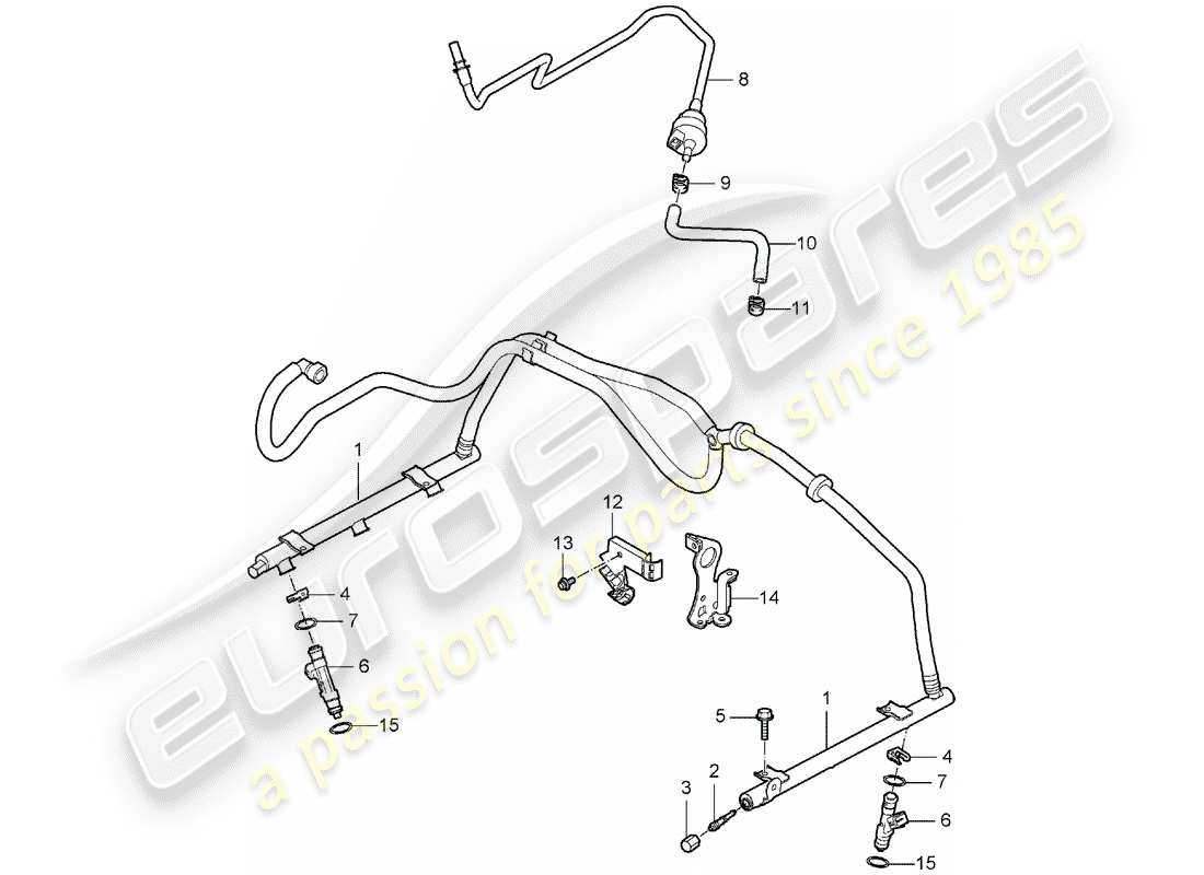 porsche 2007 (997-1) tubo di raccolta carburante diagramma delle parti