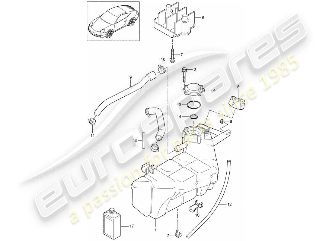 porsche 2012 (997-2) diagramma delle parti del raffreddamento ad acqua