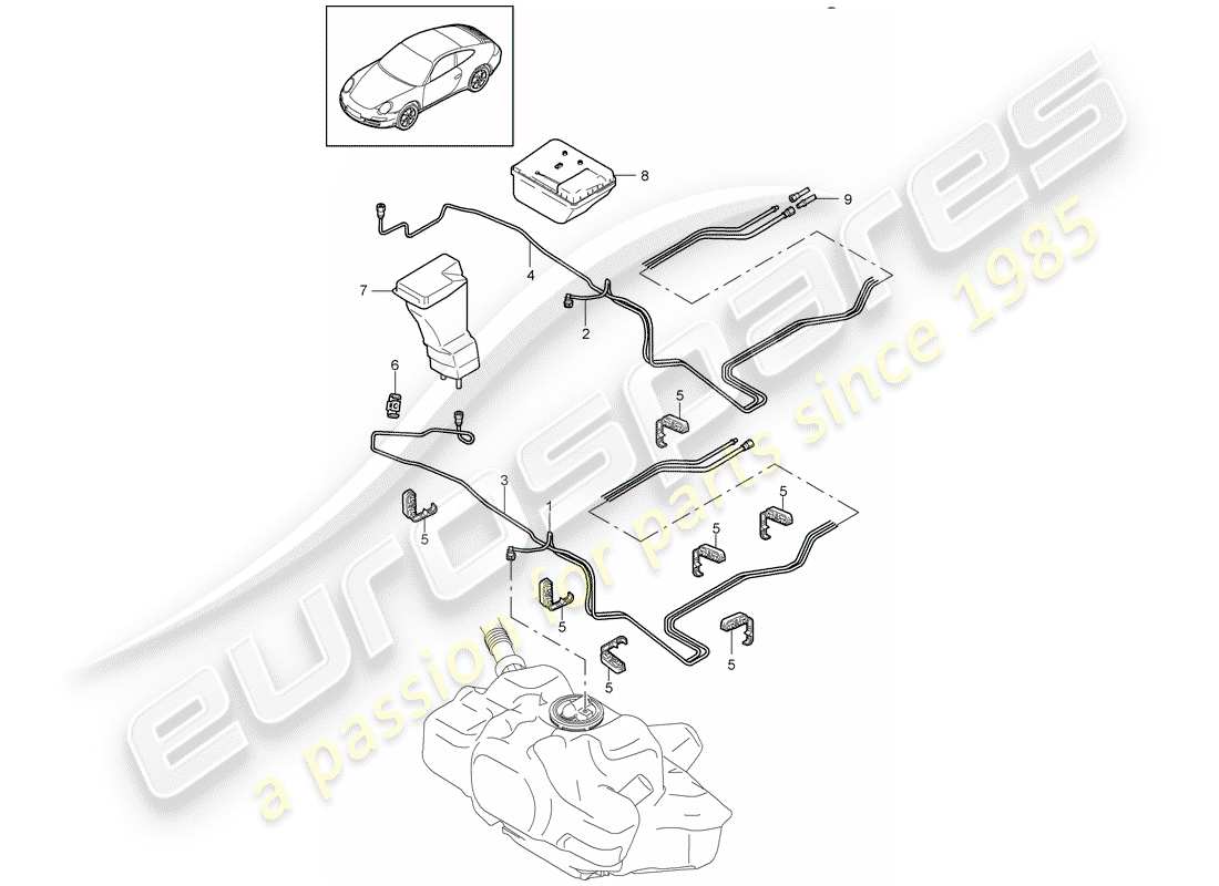porsche 2012 (997-2) schema delle parti del sistema di alimentazione