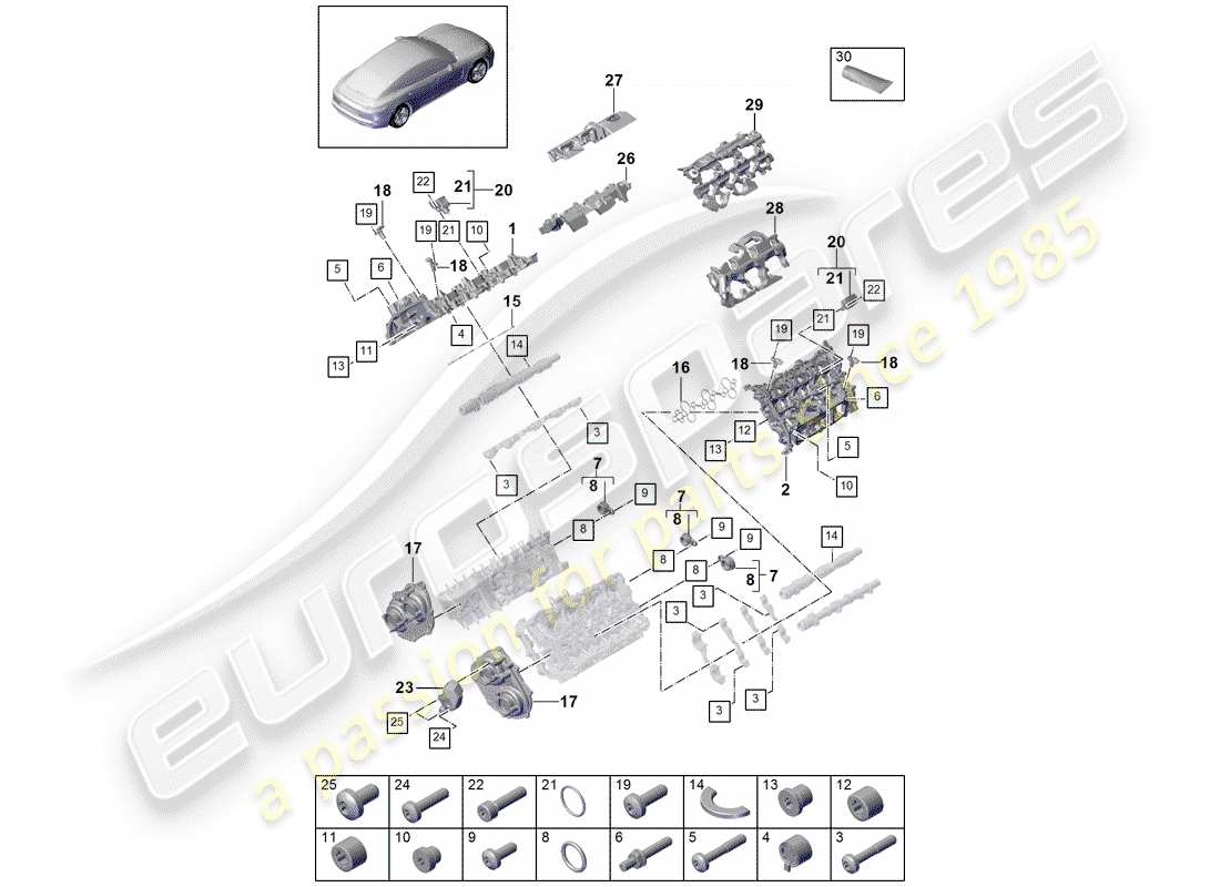 porsche 2017 (panamera 971-1) coperchio della testata diagramma delle parti
