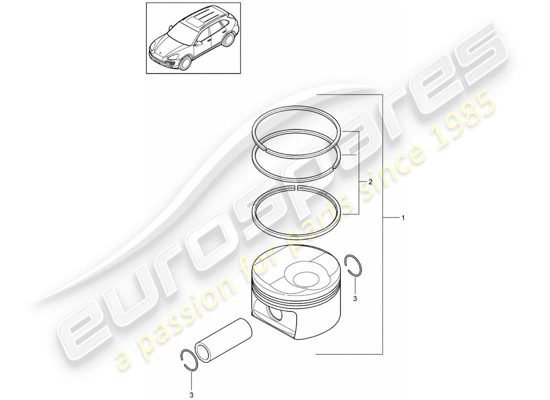 porsche 2014 (cayenne e2 92a) diagramma delle parti del pistone