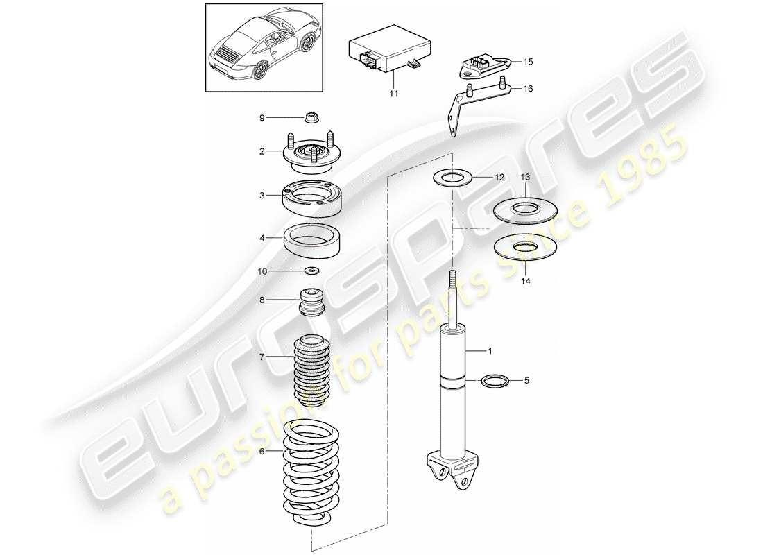 porsche 2011 (997-2) ammortizzatore diagramma delle parti
