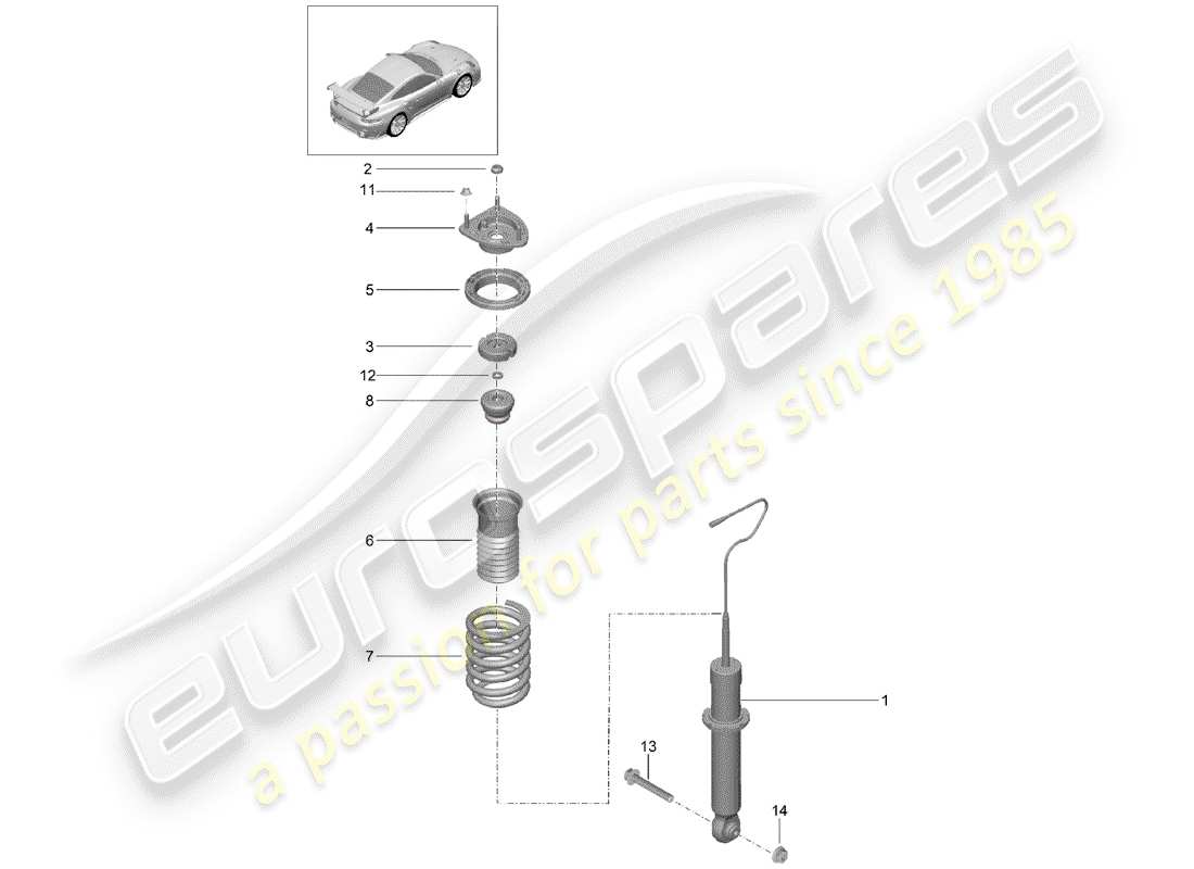porsche 2016 (991-1 turbo) ammortizzatore diagramma delle parti