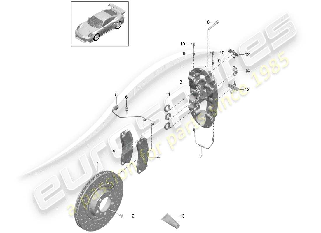 porsche 2015 (991-1 turbo) freni a disco diagramma delle parti