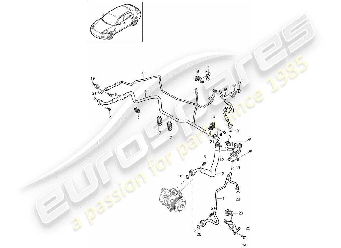 porsche panamera 970 (2011) circuito frigorifero diagramma delle parti
