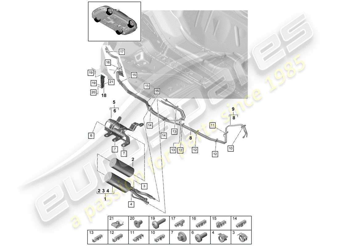 porsche 2019 (panamera 971-1) linea carburante diagramma delle parti