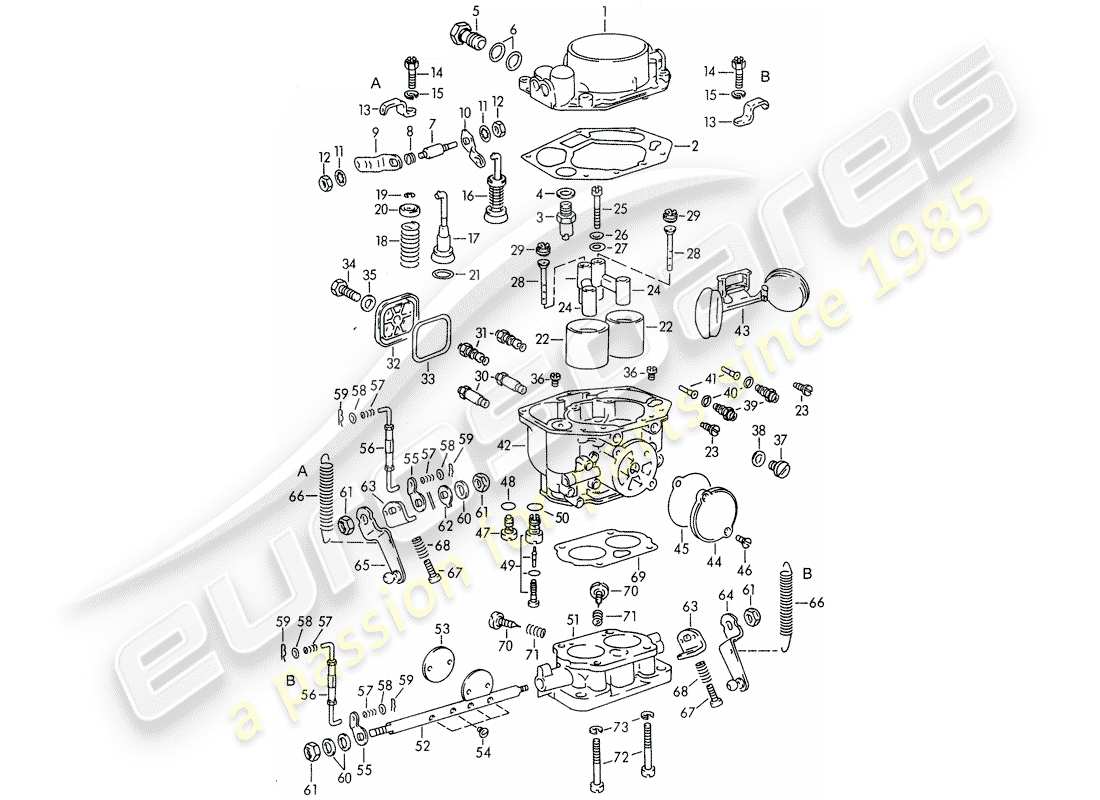 porsche 1954 (356/356a) parti singole - per - carburatore - pallas - zenith 32 ndix schema delle parti