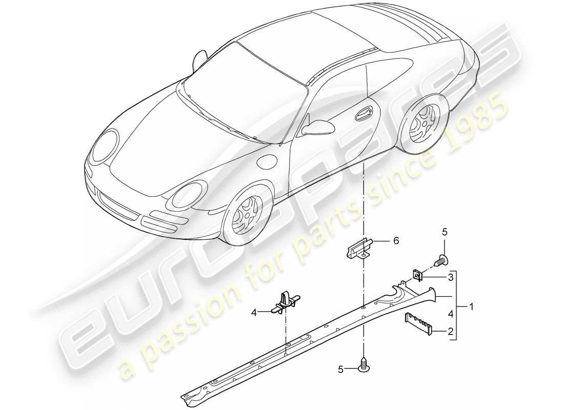 porsche 2007 (997-1) rivestimento lato lato diagramma delle parti