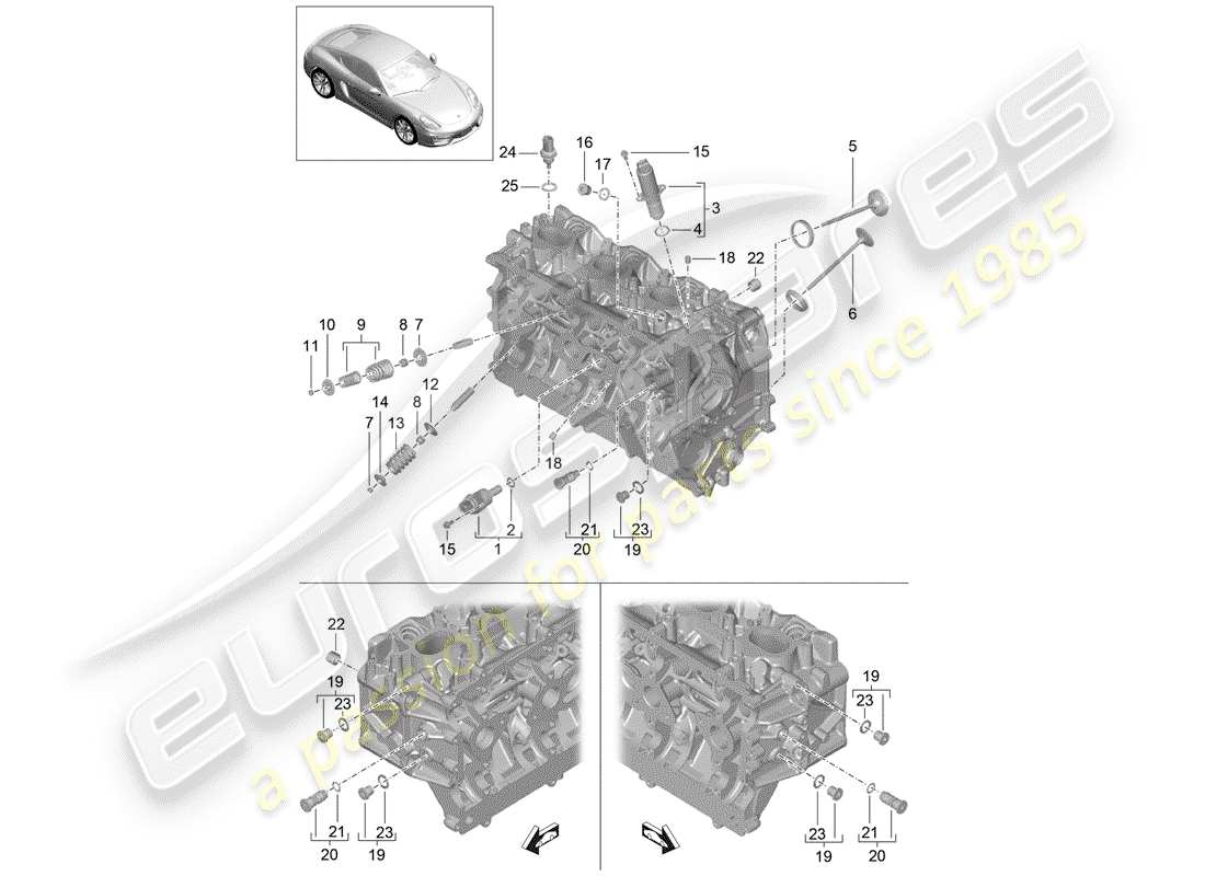 porsche 2015 (981 cayman) testata diagramma delle parti