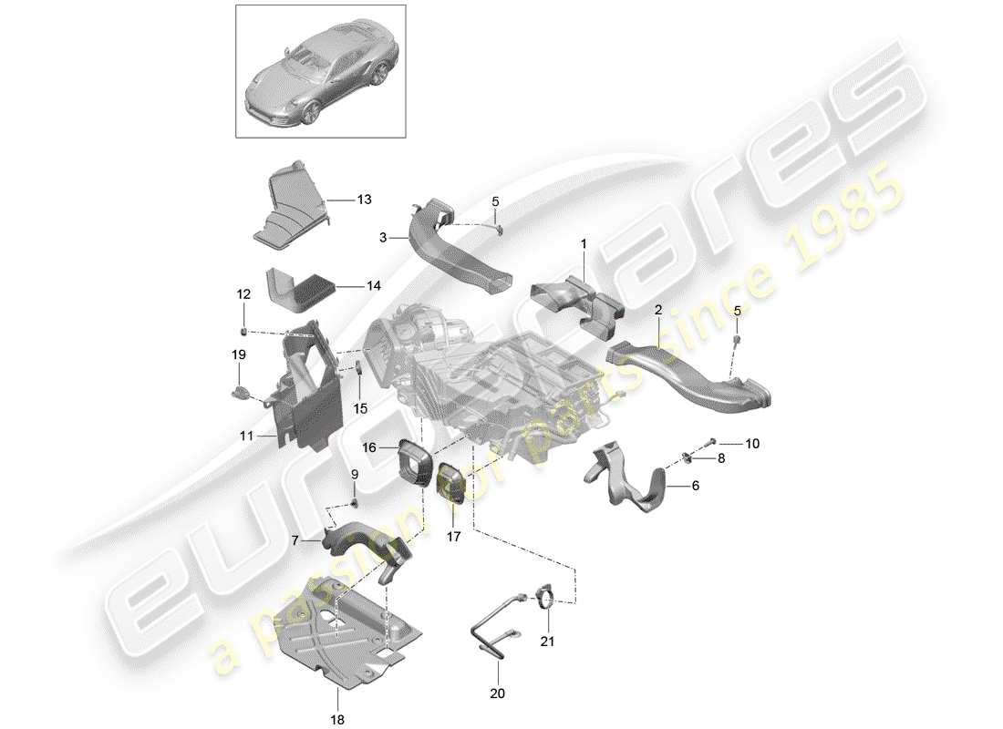 porsche 2020 (991-2 turbo) condotto dell'aria diagramma delle parti