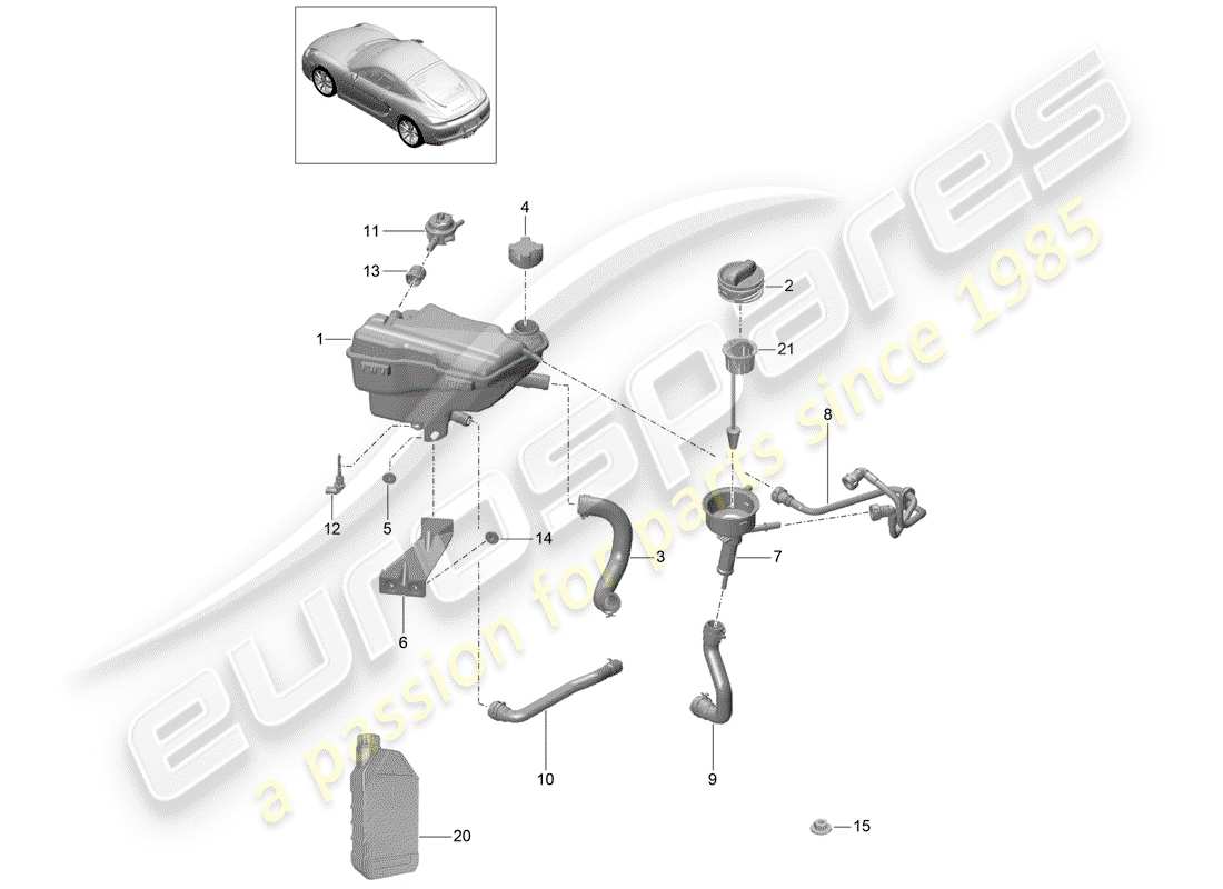 porsche 2016 (981 cayman) raffreddamento ad acqua 3 diagramma delle parti