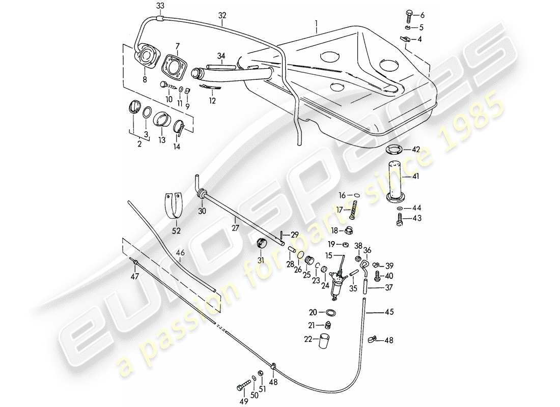porsche 1960 (356b/356c) serbatoio di carburante diagramma delle parti