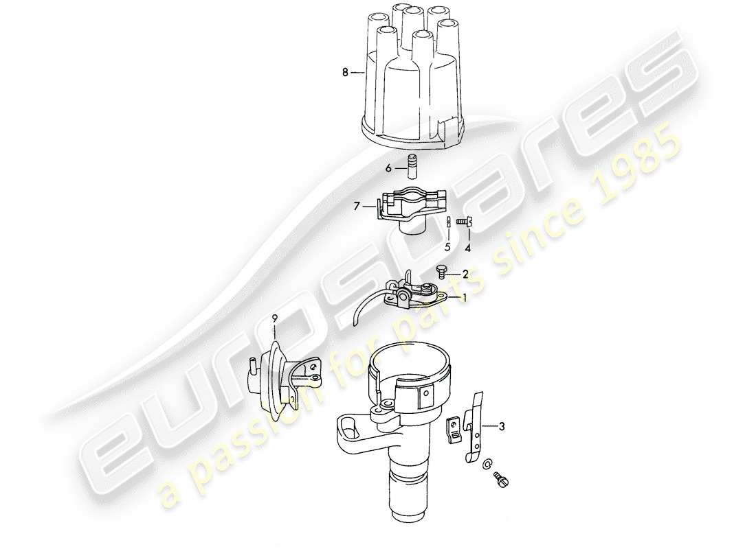 porsche 1973 (911) distributore - - marelli - - d - mj 1972>> schema delle parti