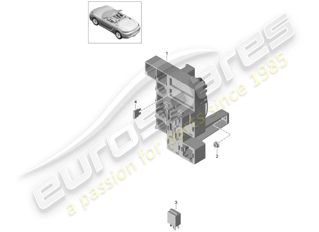 porsche 2018 (718 boxster) scatola fusibili/piastra rele' schema delle parti