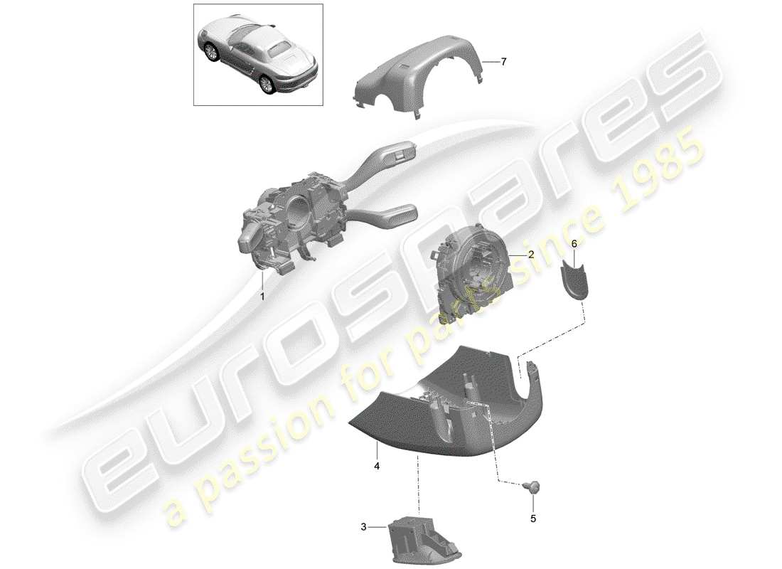 porsche 2017 (718 boxster) interruttore piantone sterzo diagramma delle parti