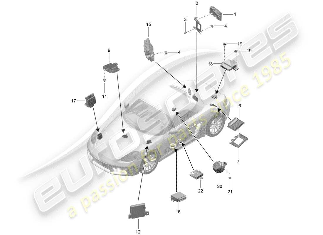 porsche 2017 (718 boxster) unità di controllo diagramma delle parti