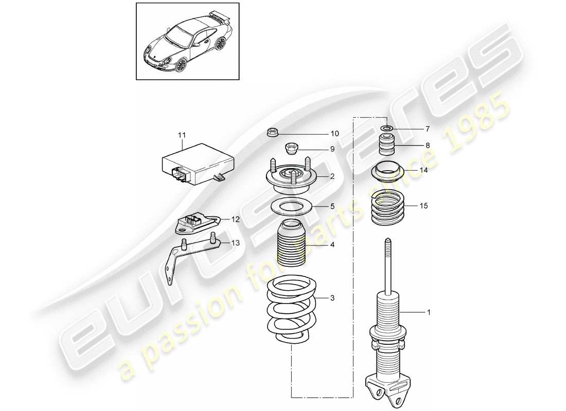 porsche 2008 (997-1 gt3) ammortizzatore diagramma delle parti