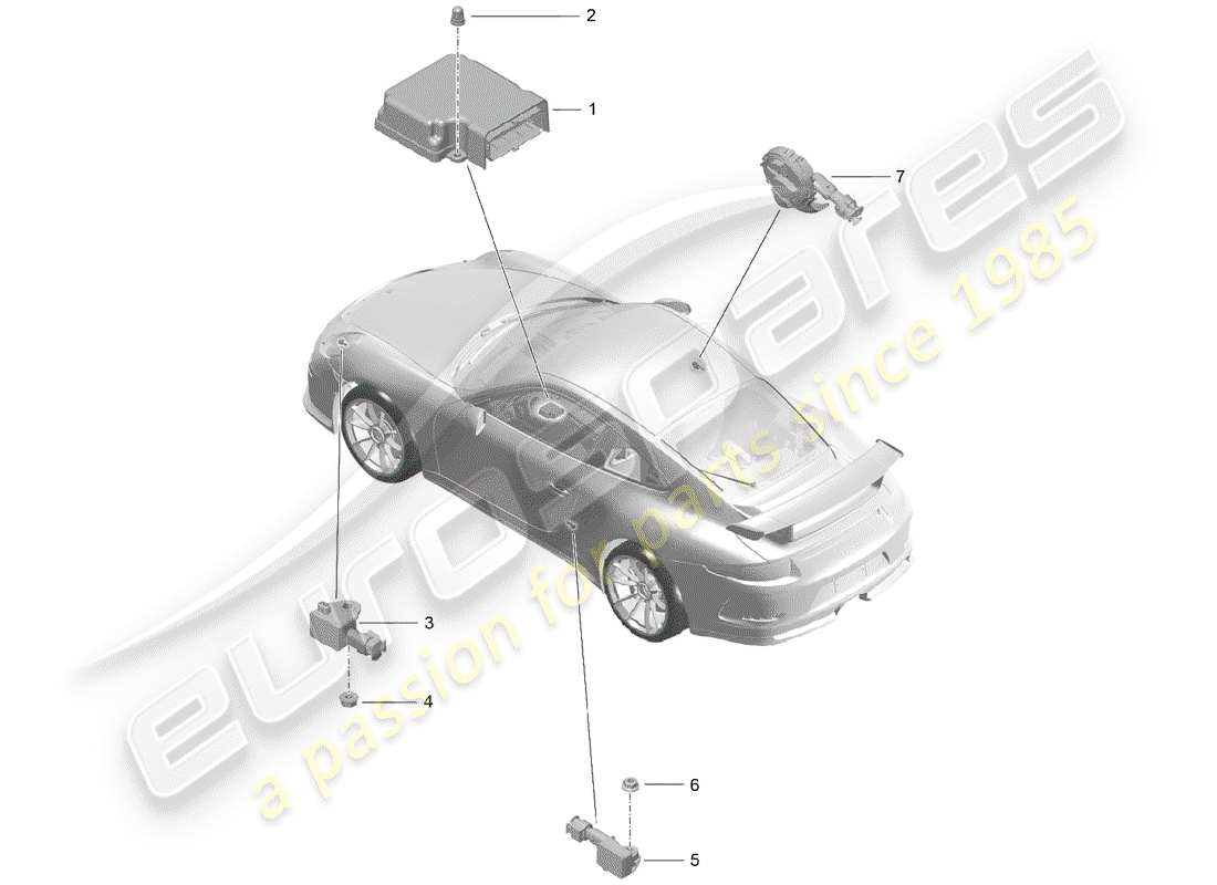 porsche 2016 (991-1 r/gt3/rs) schema delle parti del modulo di controllo elettronico