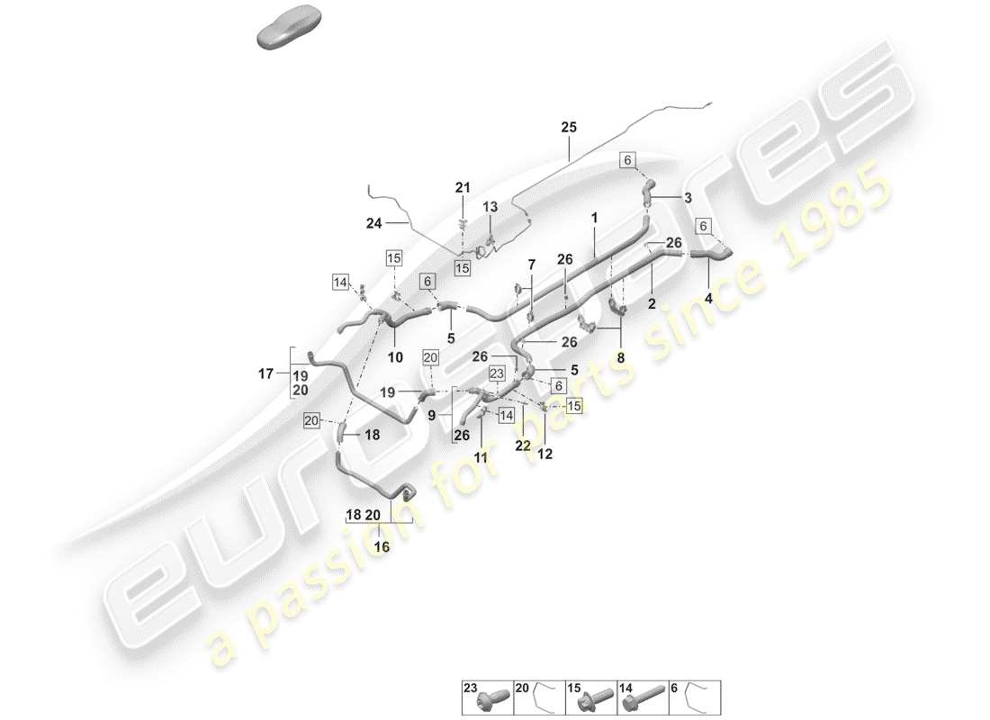 porsche 2020 (992-1) diagramma delle parti del raffreddamento ad acqua