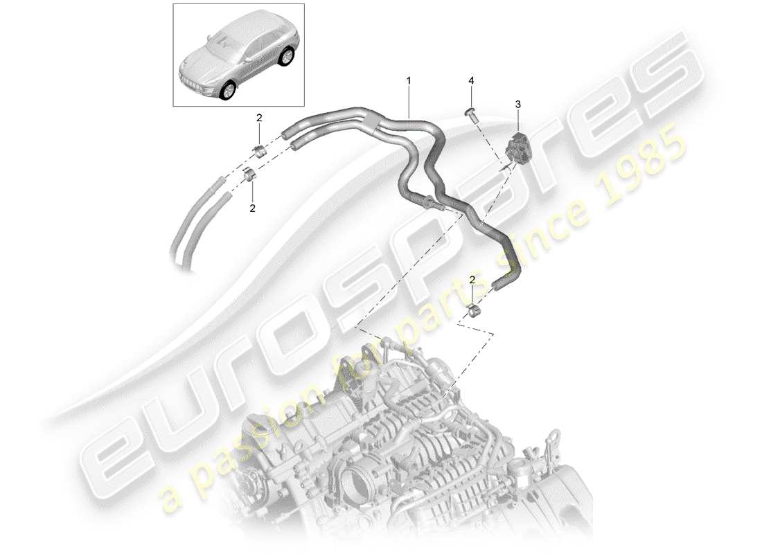 porsche 2017 (macan) sistema di alimentazione carburante diagramma delle parti