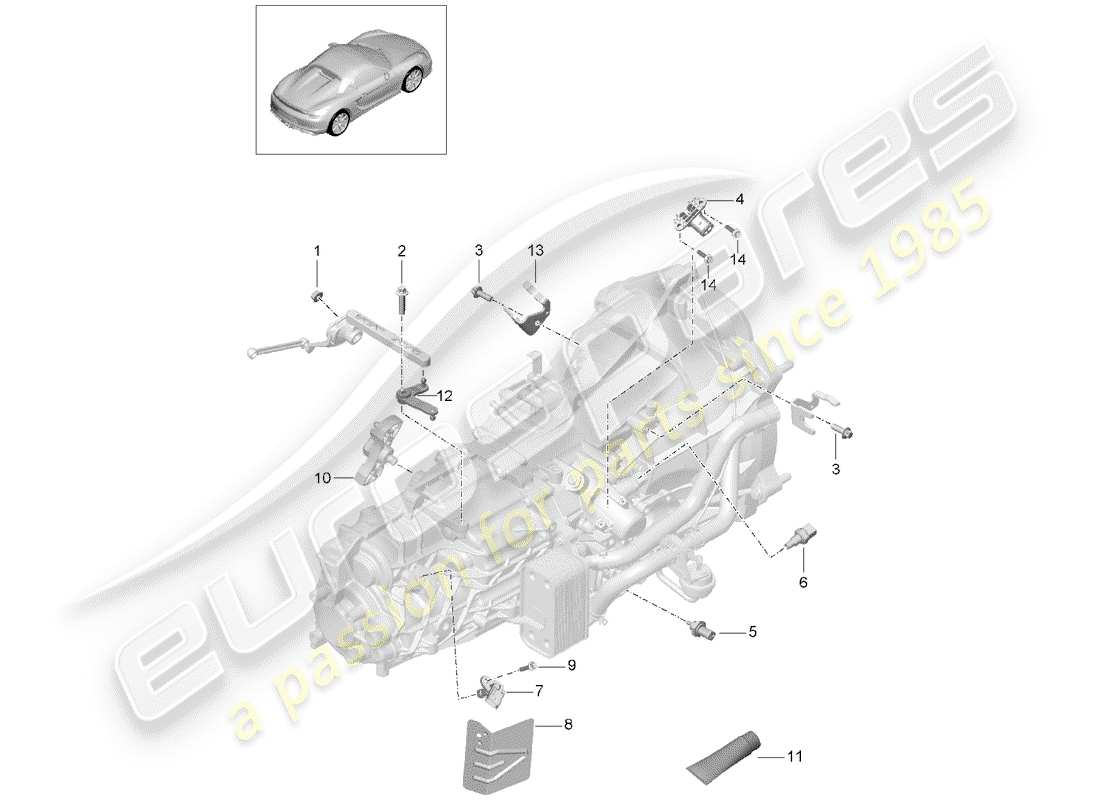 porsche 2016 (981 boxster spyder) cambio manuale diagramma delle parti