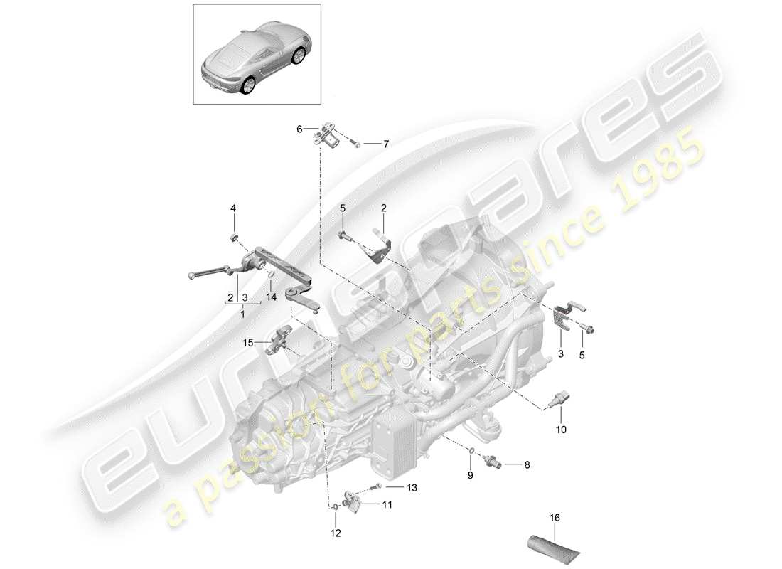porsche 2017 (718 cayman) schema delle parti del cambio manuale