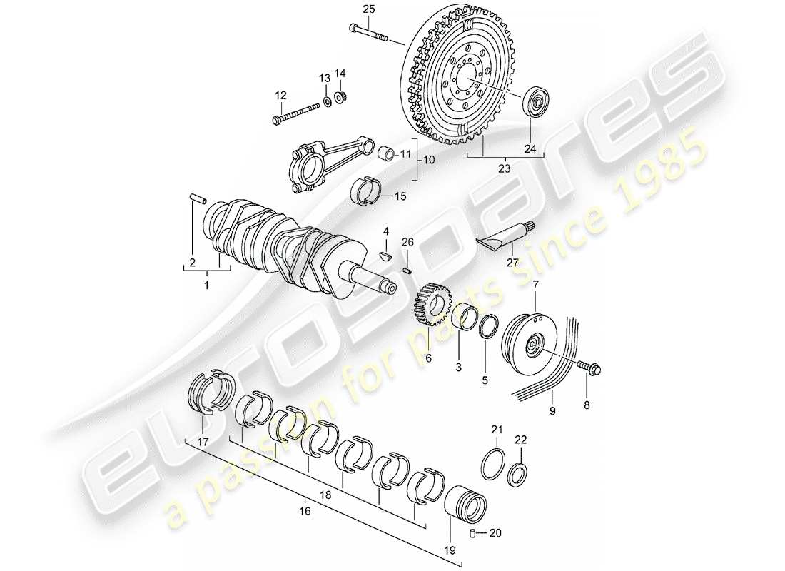 porsche 2004 (996 turbo / gt2) albero a gomiti diagramma delle parti
