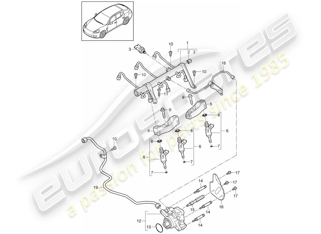 porsche 2013 (panamera 970) tubo di raccolta carburante diagramma delle parti