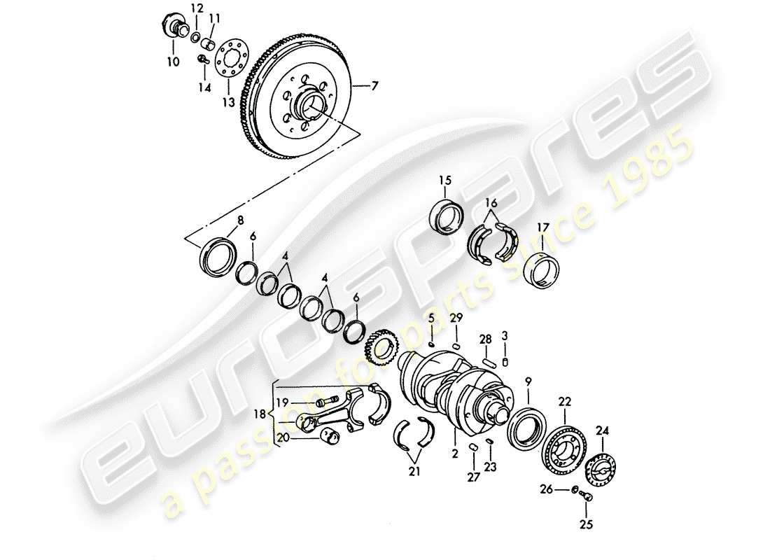 porsche 1962 (356b/356c) albero a gomiti diagramma delle parti