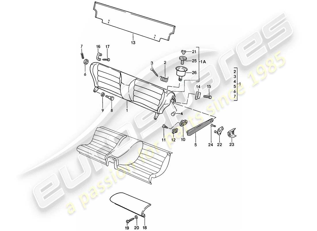 porsche 1982 (944) sedile di emergenza - parti singole diagramma delle parti