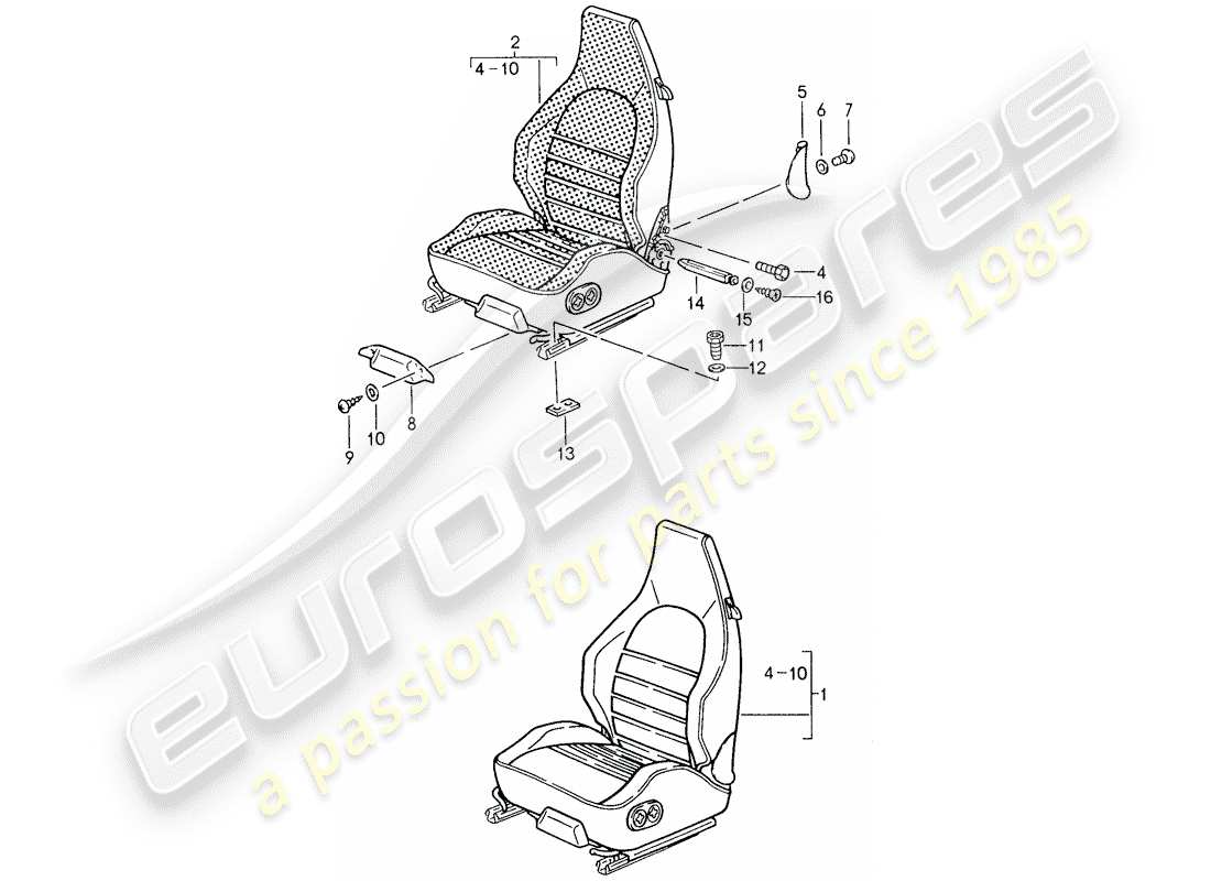 porsche 1987 (959) sedile sportivo diagramma delle parti