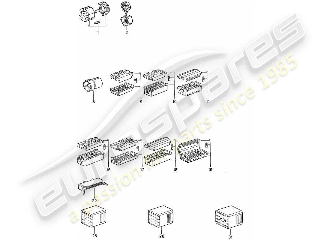 porsche 1989 (944) alloggiamento del connettore diagramma delle parti