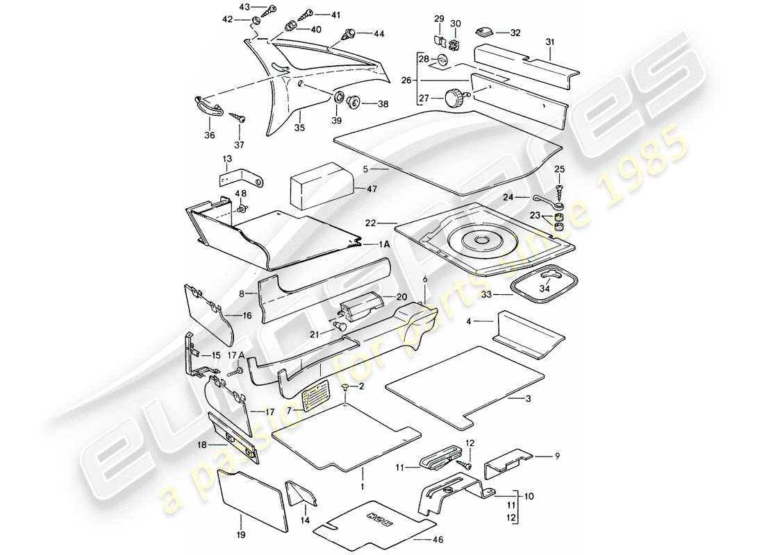 porsche 1990 (928) finiture diagramma delle parti