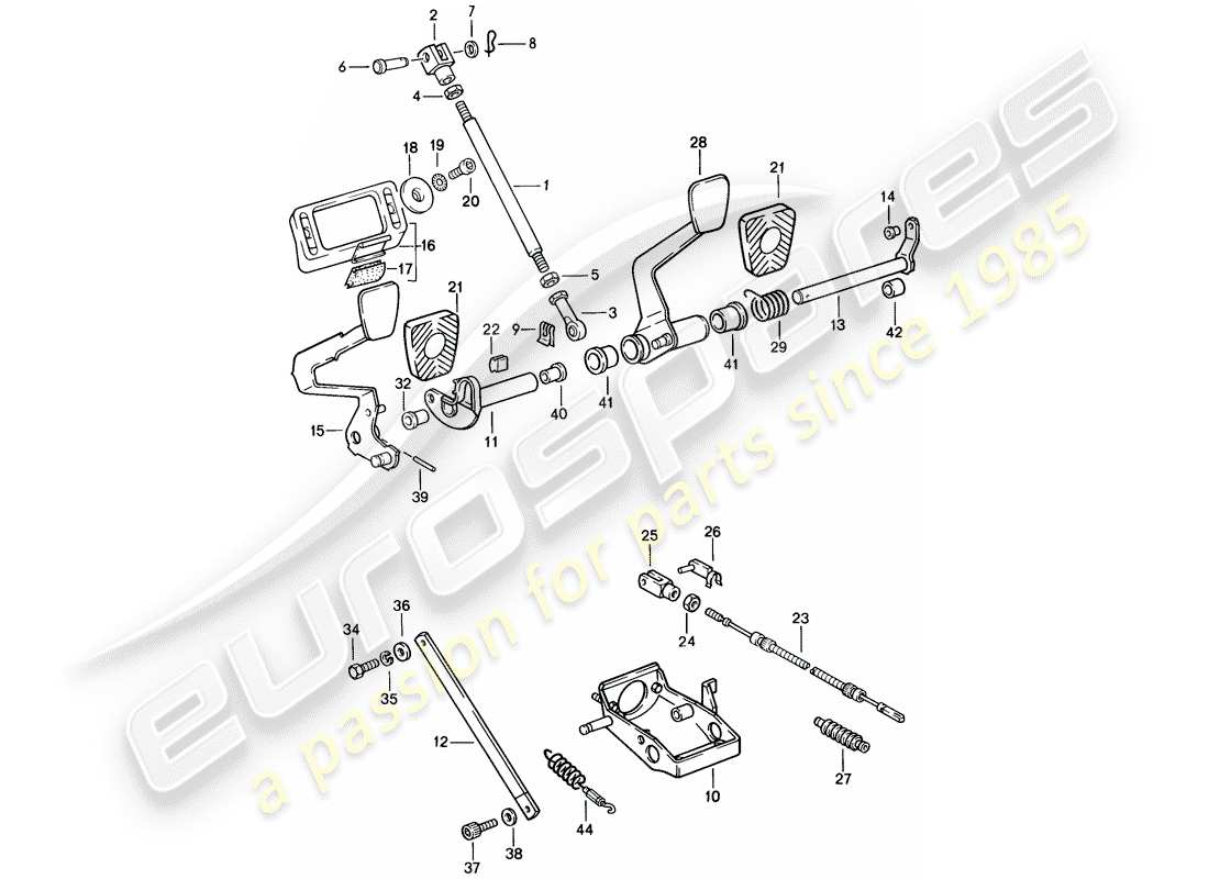porsche 1987 (911) pedali - d >> - mj 1988 diagramma delle parti