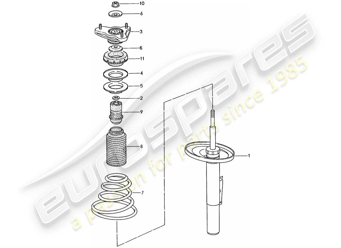 porsche 1998 (986 boxster) sospensioni - ammortizzatore diagramma delle parti
