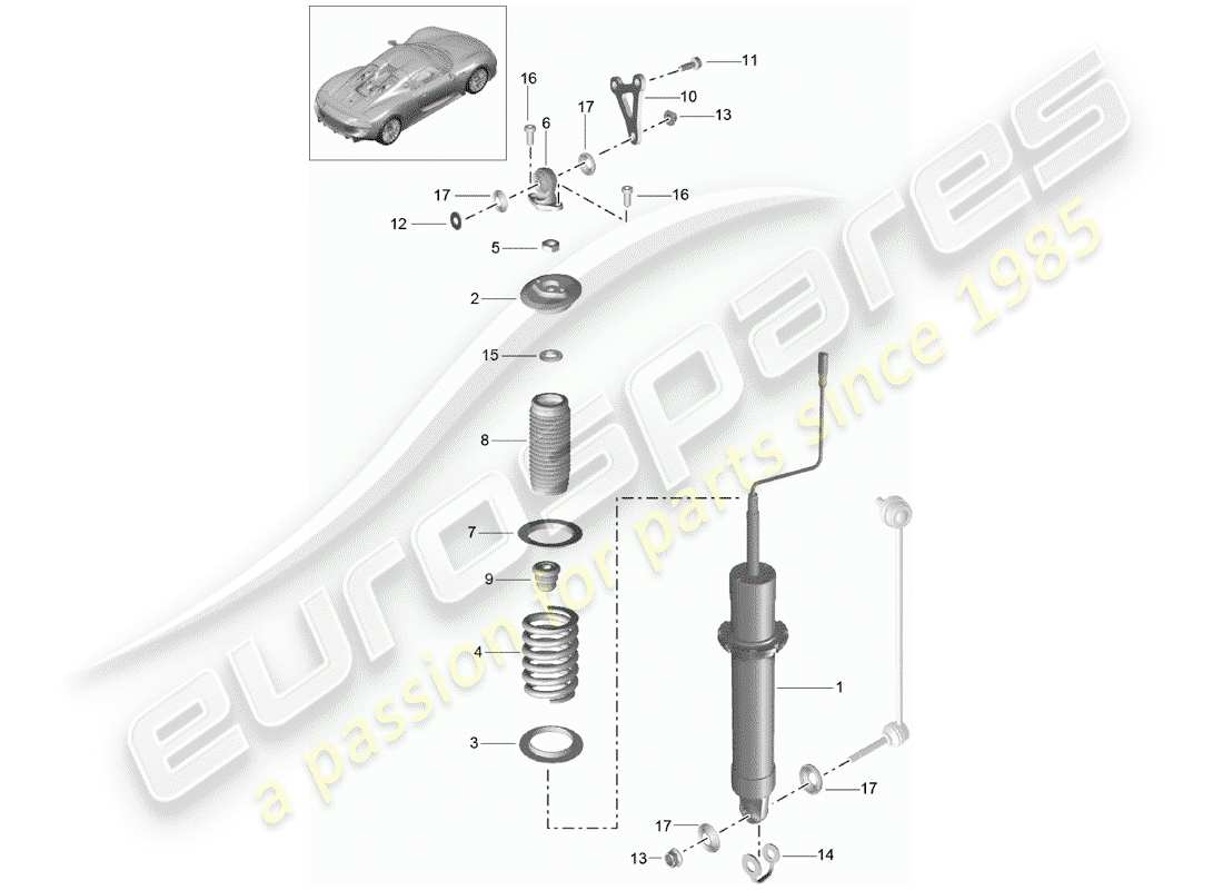 porsche 2015 (918 spyder) schema delle parti sospensione