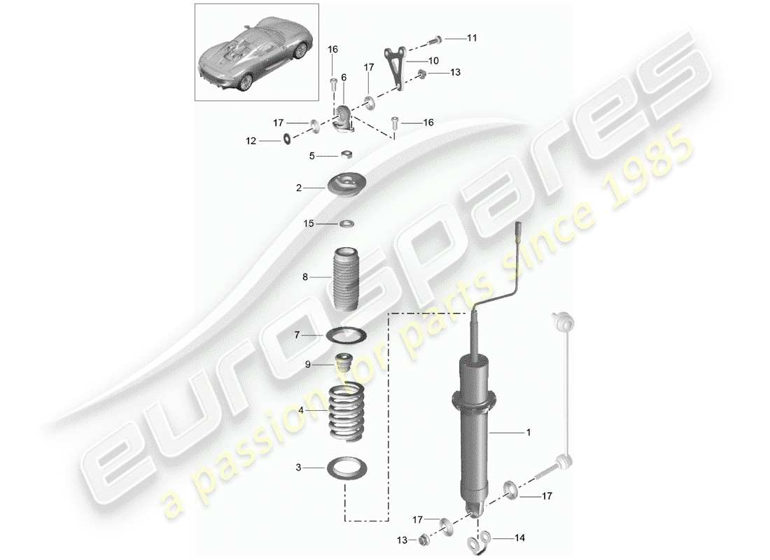 porsche 918 spyder (2015) sospensione diagramma delle parti