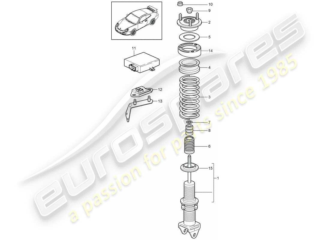 porsche 2009 (997-2 gt3) ammortizzatore diagramma delle parti