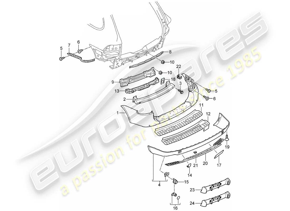 porsche 2005 (cayenne e1 9pa) diagramma delle parti della fodera