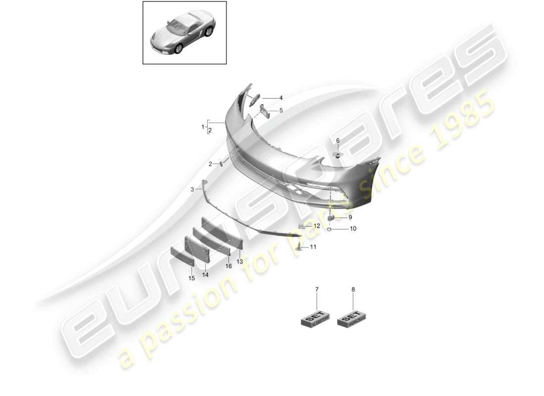 porsche 2020 (718 boxster) paraurti anteriore gts diagramma delle parti