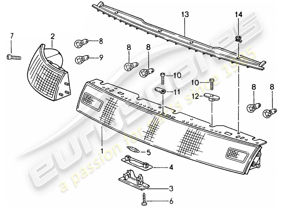 porsche 1996 (993) luci combinate diagramma delle parti