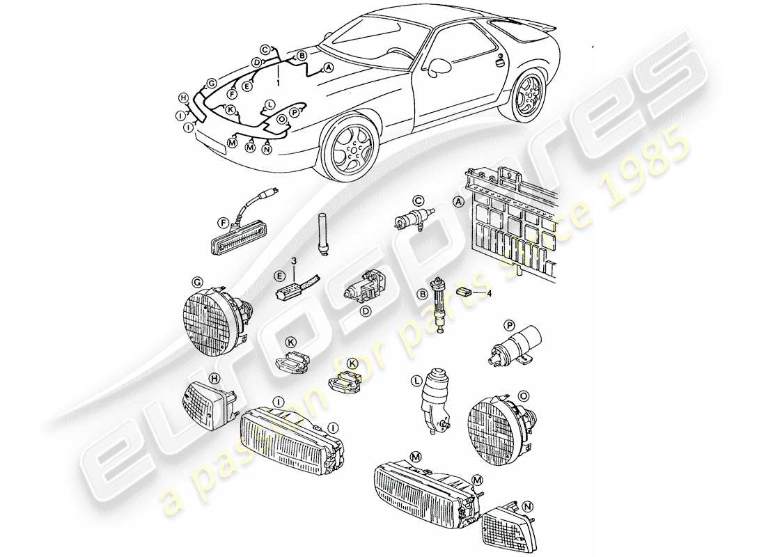 porsche 1995 (928) imbracatura diagramma delle parti
